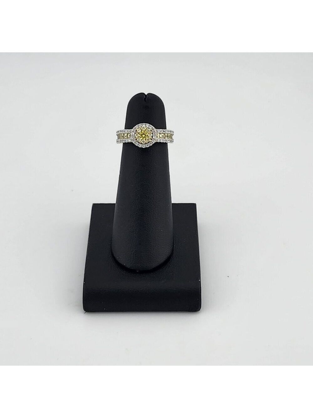 Sterling Silver 925 Ring with Yellow & White CZ Stones, Bright, Elegant, and New